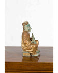 Petite Thai Verde and Gilded Statuette of a Seated Monk Holding a Conch Shell-8. Asian & Chinese Furniture, Art, Antiques, Vintage Home Décor for sale at FEA Home