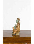 Petite Thai Verde and Gilded Statuette of a Seated Monk Holding a Conch Shell-10. Asian & Chinese Furniture, Art, Antiques, Vintage Home Décor for sale at FEA Home