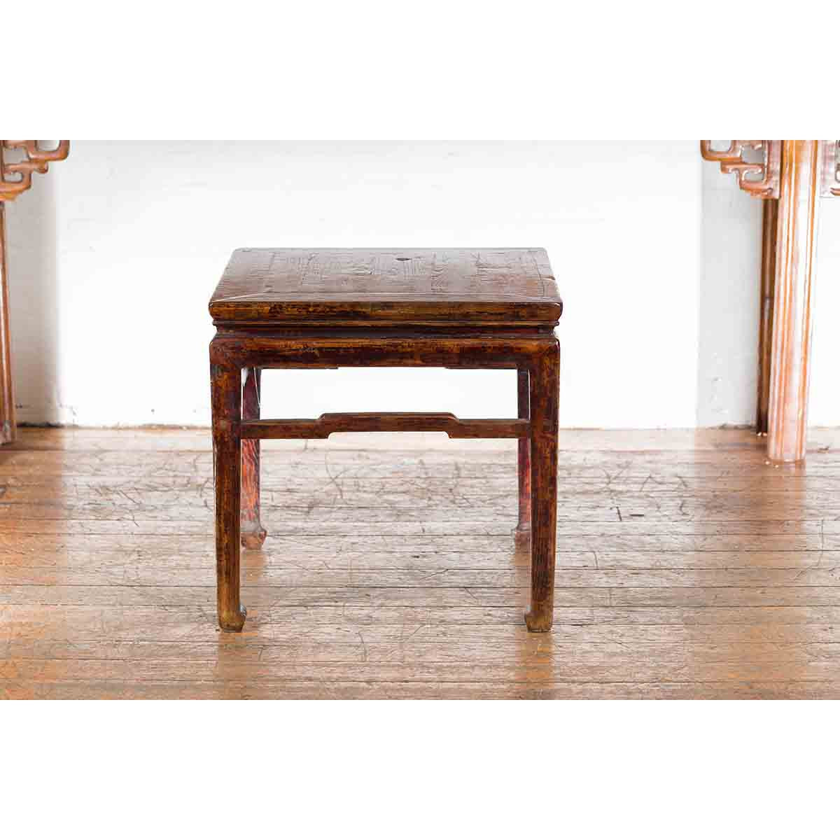 Chinese Ming Dynasty Style Vintage Lamp Table with Humpback Stretchers-3. Asian & Chinese Furniture, Art, Antiques, Vintage Home Décor for sale at FEA Home