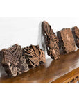 Set of Five Vintage Indonesian Copper Batik Textile Floral Printing Blocks-12. Asian & Chinese Furniture, Art, Antiques, Vintage Home Décor for sale at FEA Home