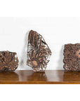 Set of Five Vintage Indonesian Copper Batik Textile Floral Printing Blocks-5. Asian & Chinese Furniture, Art, Antiques, Vintage Home Décor for sale at FEA Home