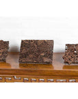 Five Vintage Indonesian Copper Batik Textile Floral Printing Blocks with Handles-3. Asian & Chinese Furniture, Art, Antiques, Vintage Home Décor for sale at FEA Home
