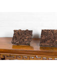 Five Vintage Indonesian Copper Batik Textile Floral Printing Blocks with Handles-4. Asian & Chinese Furniture, Art, Antiques, Vintage Home Décor for sale at FEA Home