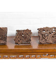 Five Vintage Indonesian Copper Batik Textile Floral Printing Blocks with Handles-5. Asian & Chinese Furniture, Art, Antiques, Vintage Home Décor for sale at FEA Home