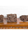 Five Vintage Indonesian Copper Batik Textile Floral Printing Blocks with Handles-6. Asian & Chinese Furniture, Art, Antiques, Vintage Home Décor for sale at FEA Home