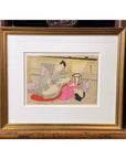 Antique Framed Japanese Shunga Woodblock Print of a Couple Making Love-2. Asian & Chinese Furniture, Art, Antiques, Vintage Home Décor for sale at FEA Home
