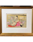 Antique Framed Japanese Shunga Woodblock Print of a Couple Making Love-3. Asian & Chinese Furniture, Art, Antiques, Vintage Home Décor for sale at FEA Home