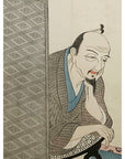 Antique Japanese Framed Woodblock Print Depicting a Man and Woman Discussing-8. Asian & Chinese Furniture, Art, Antiques, Vintage Home Décor for sale at FEA Home