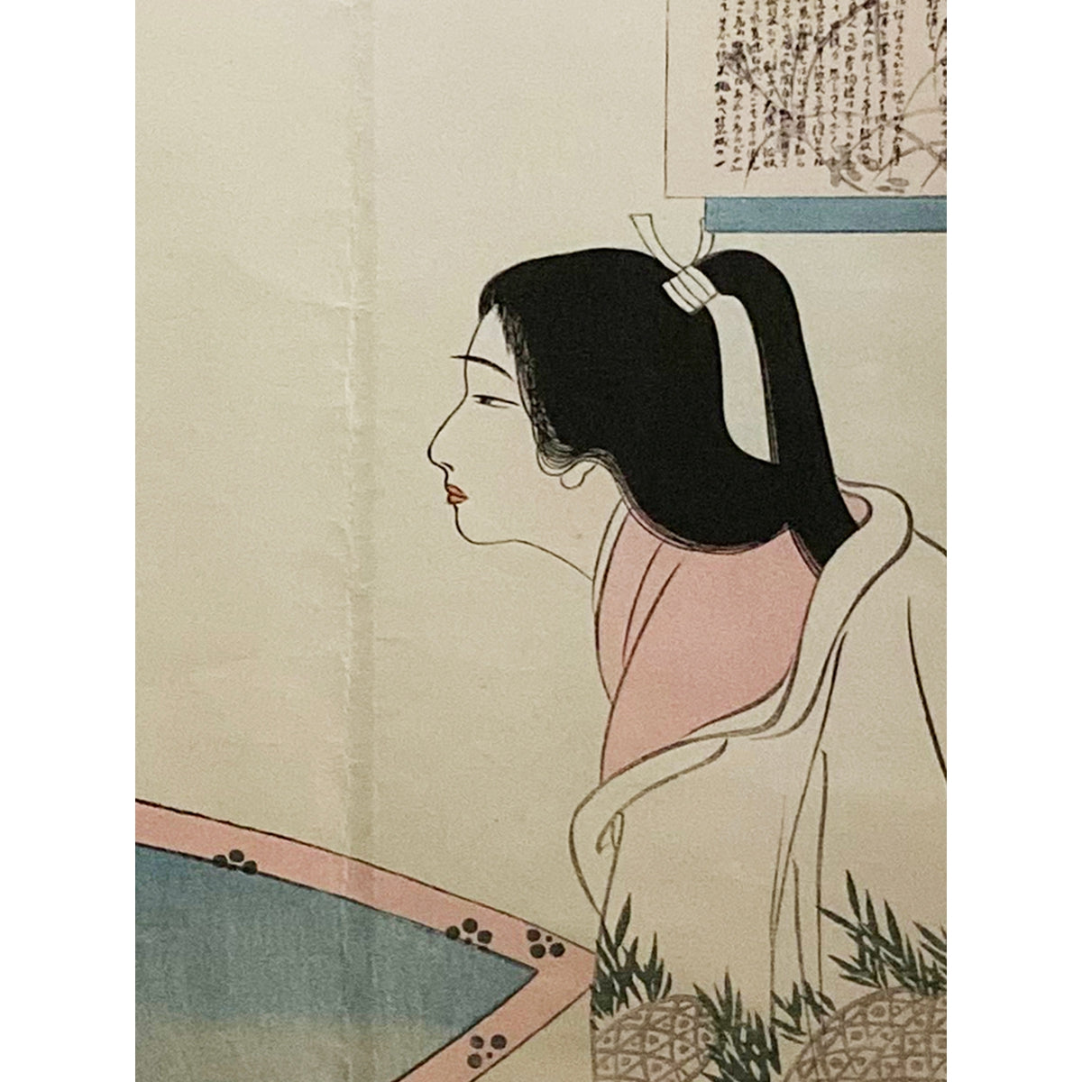 Antique Japanese Framed Woodblock Print Depicting a Man and Woman Discussing-9. Asian & Chinese Furniture, Art, Antiques, Vintage Home Décor for sale at FEA Home