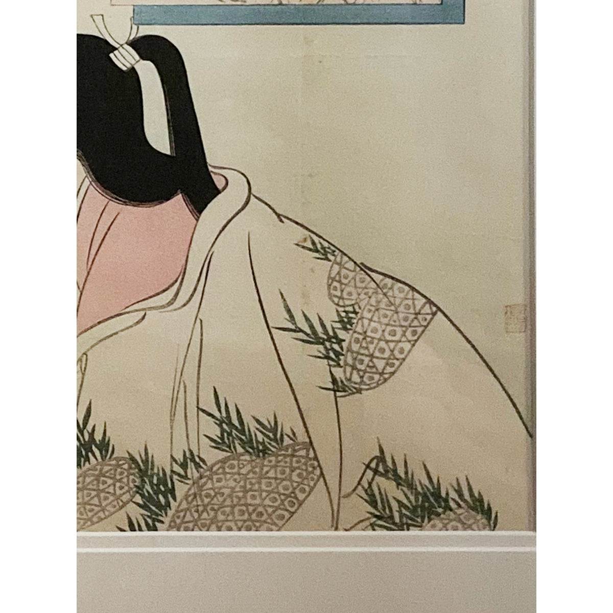 Antique Japanese Framed Woodblock Print Depicting a Man and Woman Discussing-10. Asian & Chinese Furniture, Art, Antiques, Vintage Home Décor for sale at FEA Home
