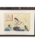 19th Century Japanese Woodblock Print Depicting Monks Having Tea, in Black Frame-5. Asian & Chinese Furniture, Art, Antiques, Vintage Home Décor for sale at FEA Home