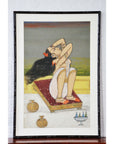Large Vintage Indian Hand-Painted Woman Dancer Mounted on a Bamboo Style Frame-2. Asian & Chinese Furniture, Art, Antiques, Vintage Home Décor for sale at FEA Home
