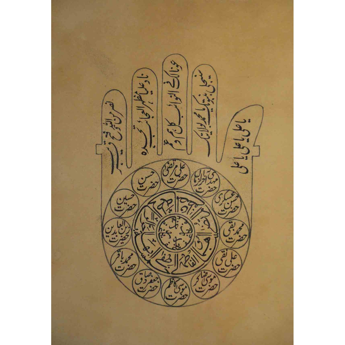 Astrological Hand-Painted on Parchment Print Depicting a Hand with Calligraphy-5. Asian & Chinese Furniture, Art, Antiques, Vintage Home Décor for sale at FEA Home
