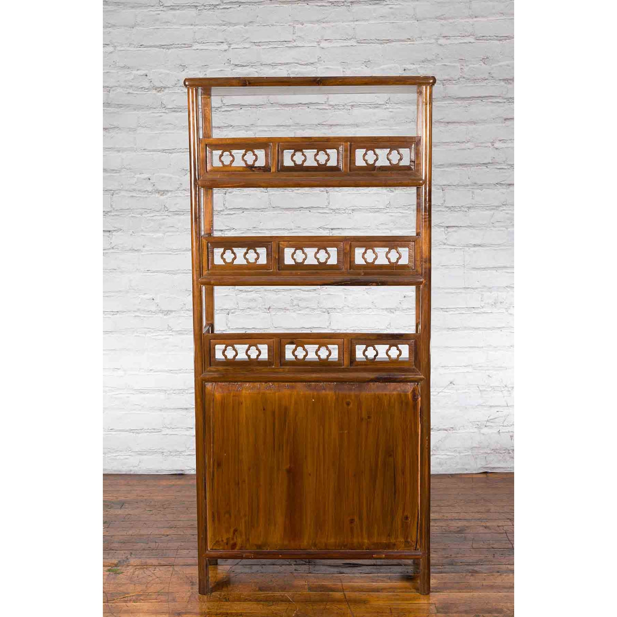 Chinese Early 20th Century Bookcase with Open Shelves, Drawer and Carved Doors-16. Asian & Chinese Furniture, Art, Antiques, Vintage Home Décor for sale at FEA Home