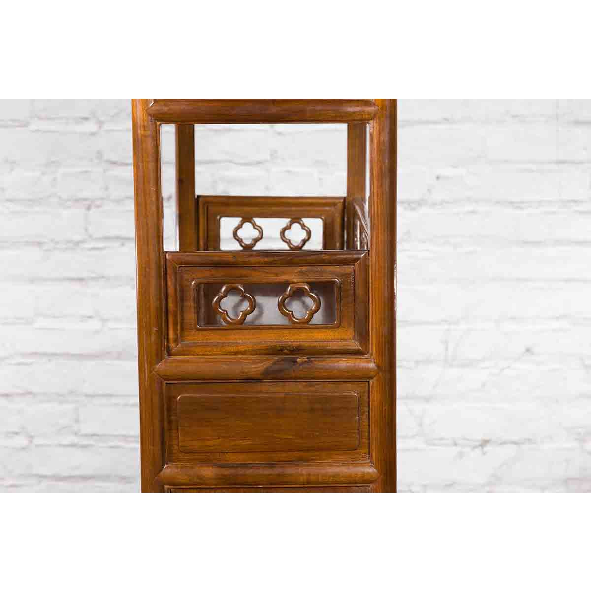 Chinese Early 20th Century Bookcase with Open Shelves, Drawer and Carved Doors-18. Asian & Chinese Furniture, Art, Antiques, Vintage Home Décor for sale at FEA Home