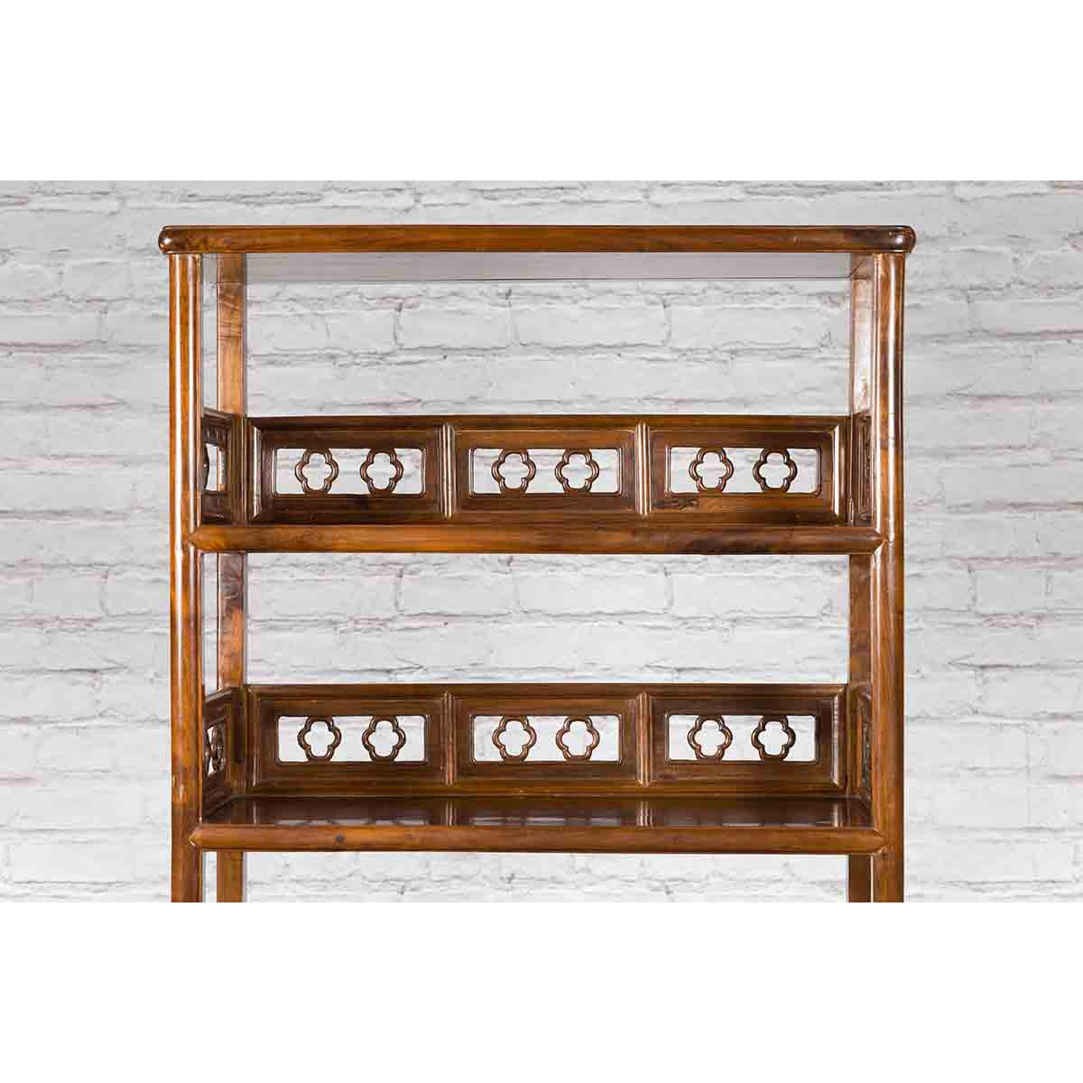 Chinese Early 20th Century Bookcase with Open Shelves, Drawer and Carved Doors-6. Asian & Chinese Furniture, Art, Antiques, Vintage Home Décor for sale at FEA Home