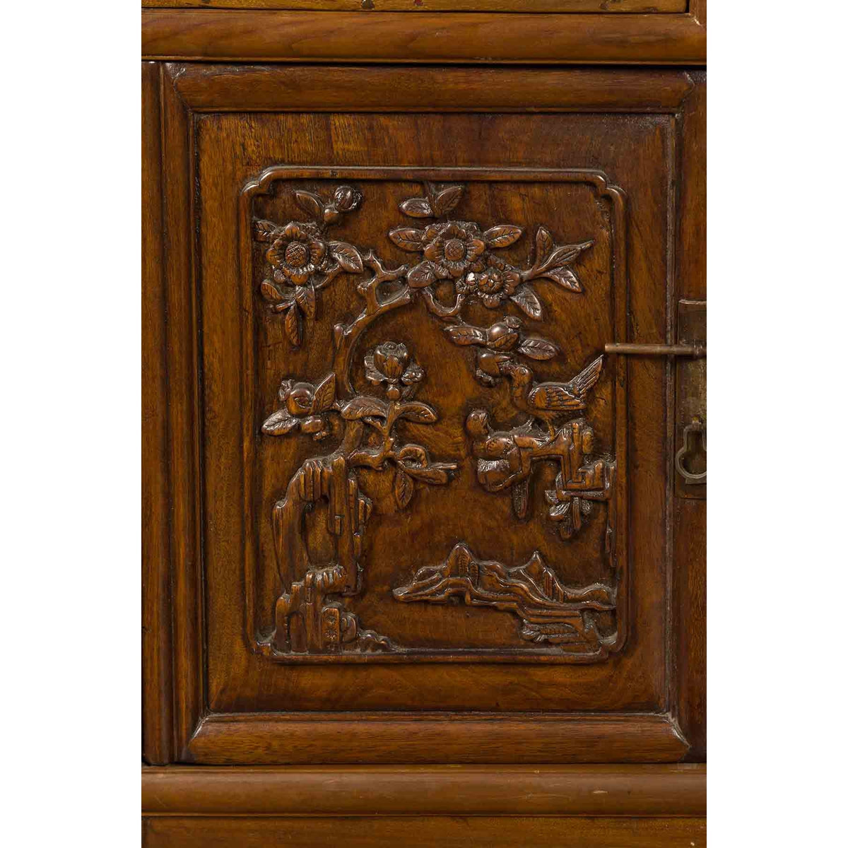 Chinese Early 20th Century Bookcase with Open Shelves, Drawer and Carved Doors-11. Asian & Chinese Furniture, Art, Antiques, Vintage Home Décor for sale at FEA Home