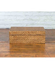 Vintage Chinese Rattan over Wood Rectangular Box or Low Side Table-12. Asian & Chinese Furniture, Art, Antiques, Vintage Home Décor for sale at FEA Home