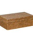 Vintage Chinese Rattan over Wood Rectangular Box or Low Side Table-1. Asian & Chinese Furniture, Art, Antiques, Vintage Home Décor for sale at FEA Home