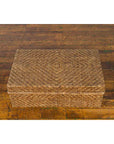 Vintage Chinese Rattan over Wood Rectangular Box or Low Side Table-7. Asian & Chinese Furniture, Art, Antiques, Vintage Home Décor for sale at FEA Home