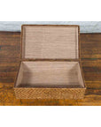 Vintage Chinese Rattan over Wood Rectangular Box or Low Side Table-6. Asian & Chinese Furniture, Art, Antiques, Vintage Home Décor for sale at FEA Home