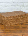 Vintage Chinese Rattan over Wood Rectangular Box or Low Side Table-2. Asian & Chinese Furniture, Art, Antiques, Vintage Home Décor for sale at FEA Home