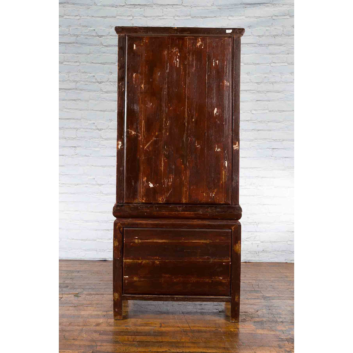 Qing Dynasty 19th Century Red Lacquer Compound Cabinet with Raised Panels-7. Asian & Chinese Furniture, Art, Antiques, Vintage Home Décor for sale at FEA Home