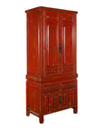 Qing Dynasty 19th Century Red Lacquer Compound Cabinet with Raised Panels-1. Asian & Chinese Furniture, Art, Antiques, Vintage Home Décor for sale at FEA Home