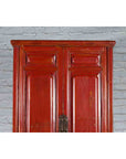Qing Dynasty 19th Century Red Lacquer Compound Cabinet with Raised Panels-9. Asian & Chinese Furniture, Art, Antiques, Vintage Home Décor for sale at FEA Home