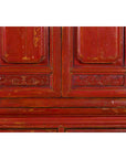 Qing Dynasty 19th Century Red Lacquer Compound Cabinet with Raised Panels-11. Asian & Chinese Furniture, Art, Antiques, Vintage Home Décor for sale at FEA Home