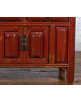 Qing Dynasty 19th Century Red Lacquer Compound Cabinet with Raised Panels-5. Asian & Chinese Furniture, Art, Antiques, Vintage Home Décor for sale at FEA Home