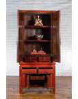 Qing Dynasty 19th Century Red Lacquer Compound Cabinet with Raised Panels-4. Asian & Chinese Furniture, Art, Antiques, Vintage Home Décor for sale at FEA Home