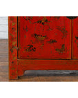 Chinese Qing Dynasty 19th Century Red Lacquer Cabinet with Butterfly Décor-10. Asian & Chinese Furniture, Art, Antiques, Vintage Home Décor for sale at FEA Home