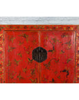 Chinese Qing Dynasty 19th Century Red Lacquer Cabinet with Butterfly Décor-5. Asian & Chinese Furniture, Art, Antiques, Vintage Home Décor for sale at FEA Home