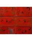 Chinese Qing Dynasty 19th Century Red Lacquer Cabinet with Butterfly Décor-7. Asian & Chinese Furniture, Art, Antiques, Vintage Home Décor for sale at FEA Home