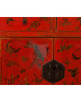 Chinese Qing Dynasty 19th Century Red Lacquer Cabinet with Butterfly Décor-8. Asian & Chinese Furniture, Art, Antiques, Vintage Home Décor for sale at FEA Home