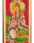 Large Framed Indian 19th Century Painting of Guanyin Sitting on a Dragon-7. Asian & Chinese Furniture, Art, Antiques, Vintage Home Décor for sale at FEA Home