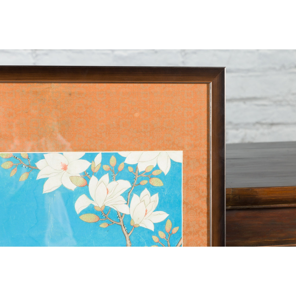 Qing Dynasty 19th Century Turquoise Print Depicting Birds Perched in a Tree-12. Asian & Chinese Furniture, Art, Antiques, Vintage Home Décor for sale at FEA Home