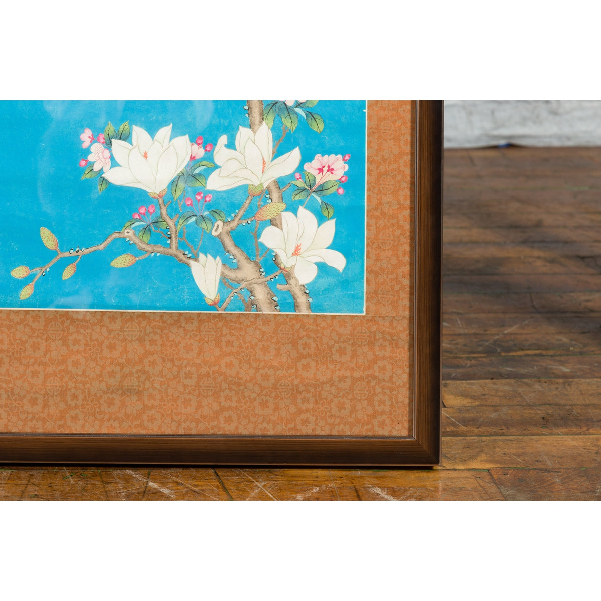 Qing Dynasty 19th Century Turquoise Print Depicting Birds Perched in a Tree-14. Asian & Chinese Furniture, Art, Antiques, Vintage Home Décor for sale at FEA Home