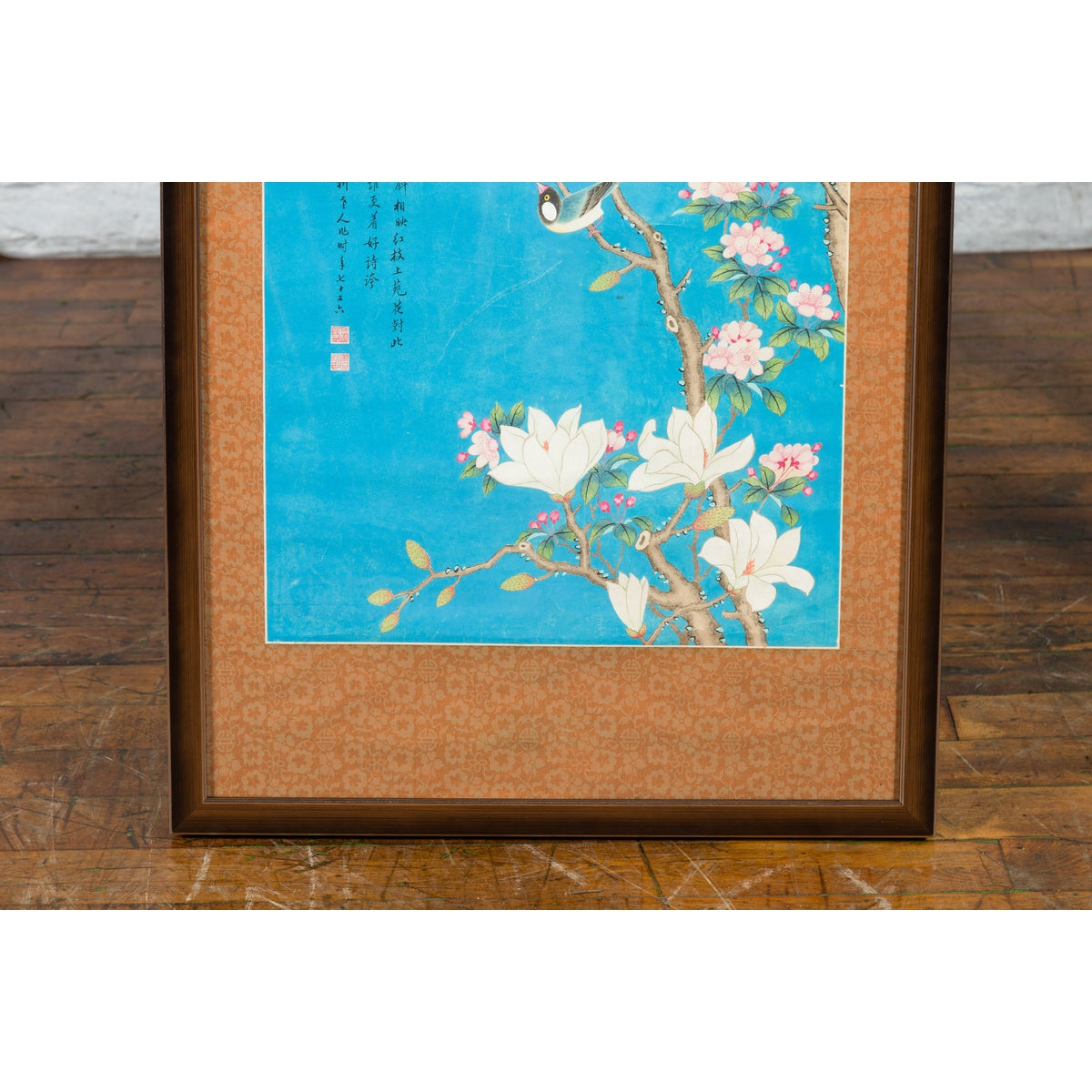 Qing Dynasty 19th Century Turquoise Print Depicting Birds Perched in a Tree-5. Asian & Chinese Furniture, Art, Antiques, Vintage Home Décor for sale at FEA Home