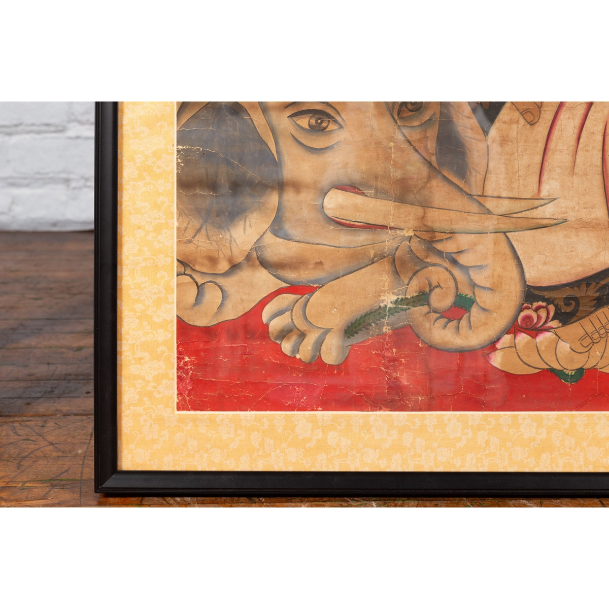 19th Century Indian Print with Guanyin the Bodhisattva of Compassion on Elephant-10. Asian & Chinese Furniture, Art, Antiques, Vintage Home Décor for sale at FEA Home