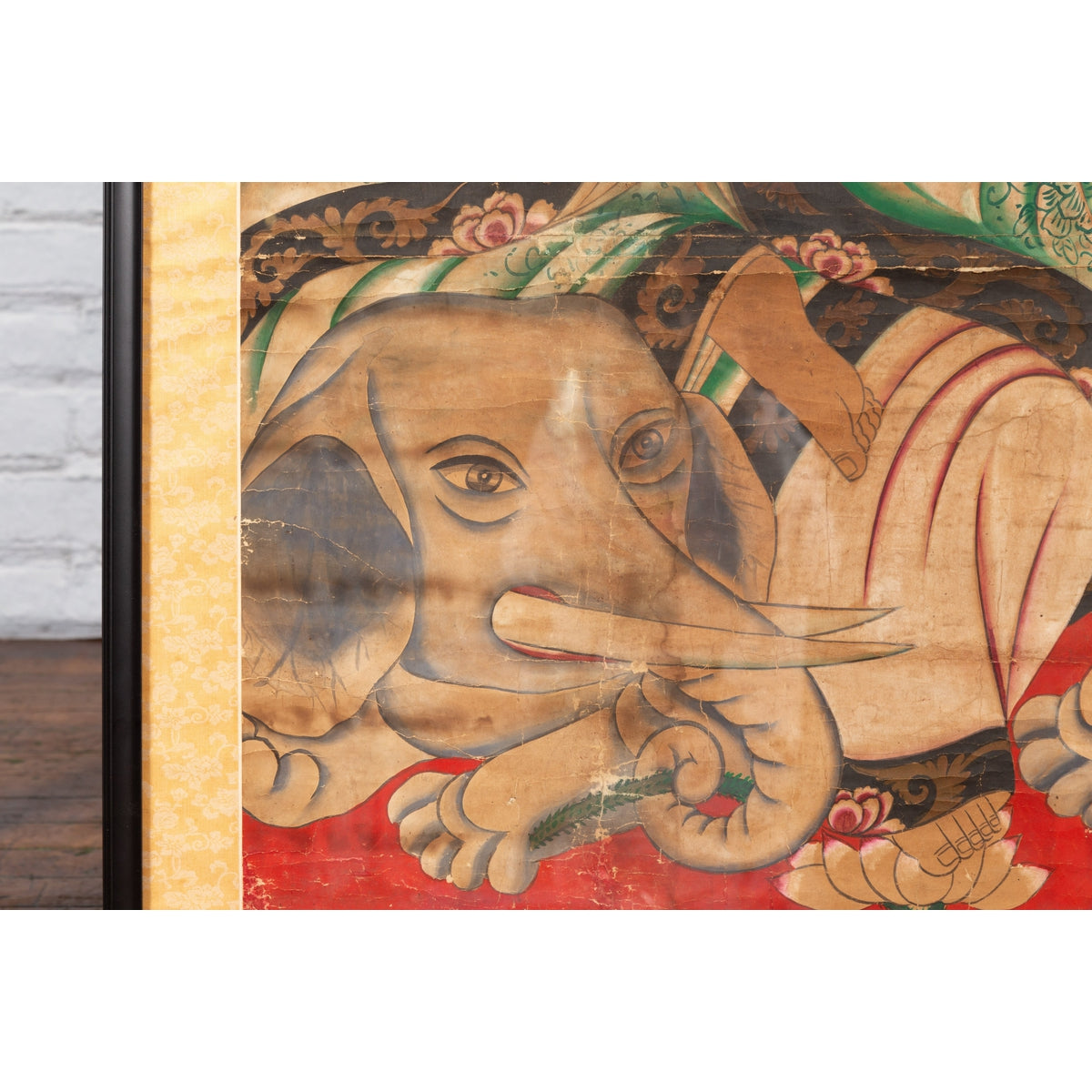 19th Century Indian Print with Guanyin the Bodhisattva of Compassion on Elephant-11. Asian & Chinese Furniture, Art, Antiques, Vintage Home Décor for sale at FEA Home