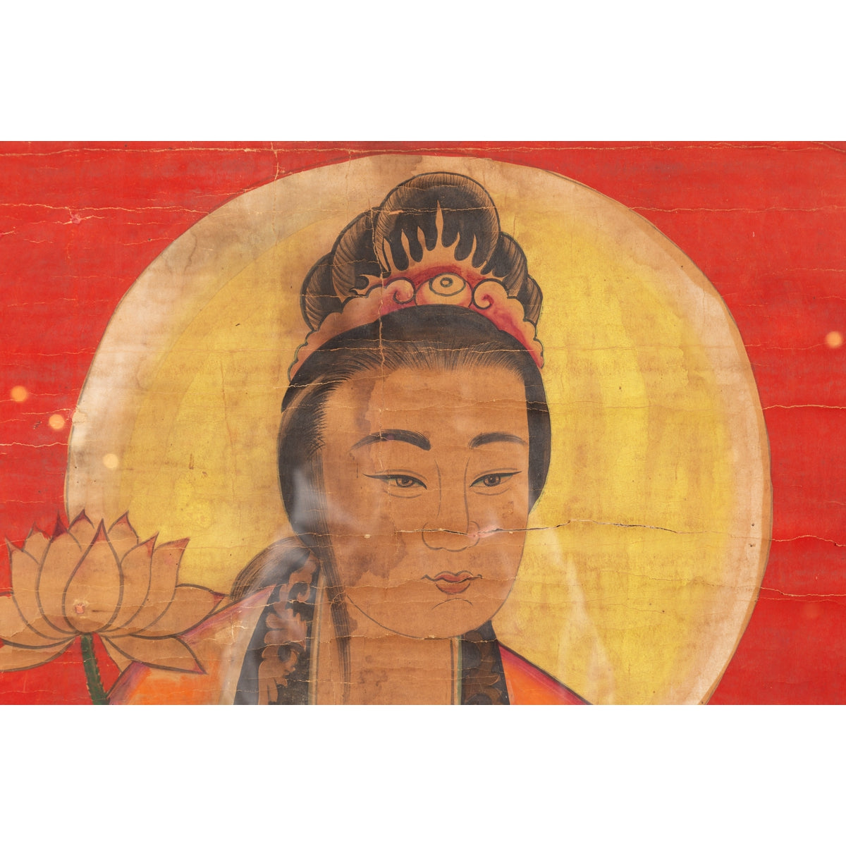 19th Century Indian Print with Guanyin the Bodhisattva of Compassion on Elephant-15. Asian & Chinese Furniture, Art, Antiques, Vintage Home Décor for sale at FEA Home