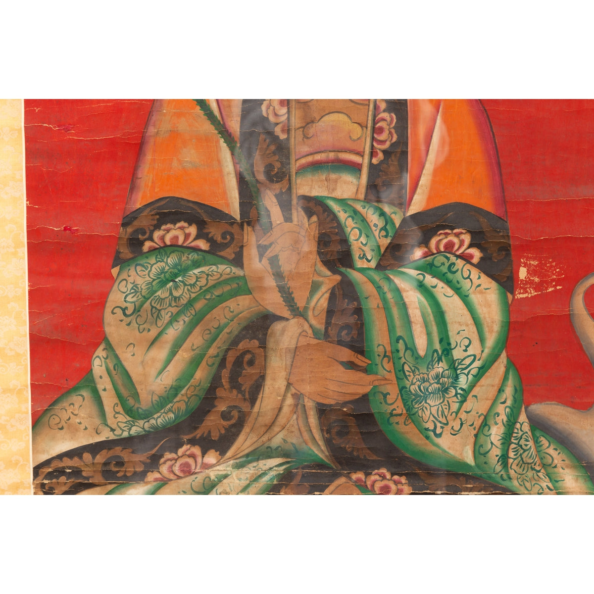 19th Century Indian Print with Guanyin the Bodhisattva of Compassion on Elephant-8. Asian & Chinese Furniture, Art, Antiques, Vintage Home Décor for sale at FEA Home