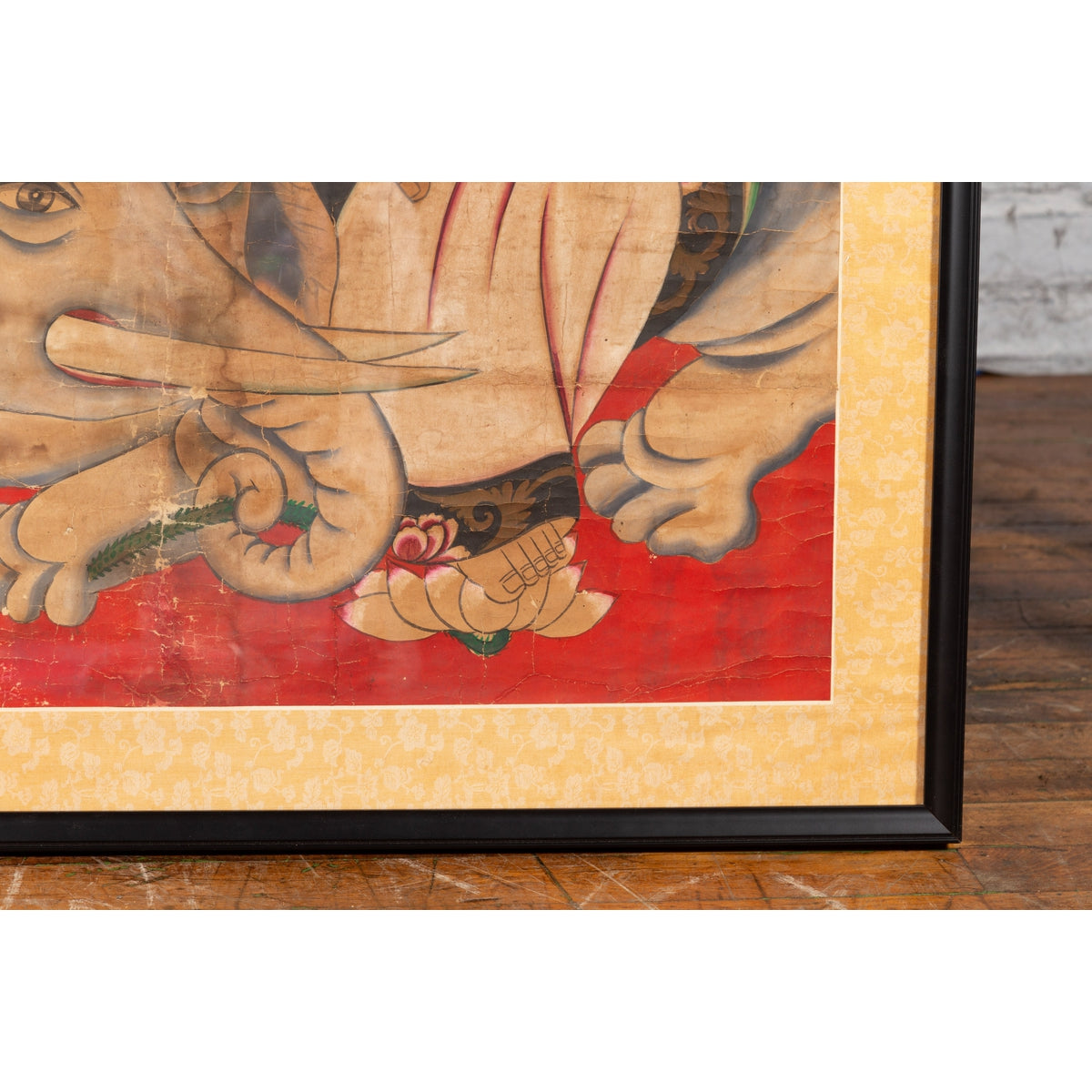 19th Century Indian Print with Guanyin the Bodhisattva of Compassion on Elephant-9. Asian & Chinese Furniture, Art, Antiques, Vintage Home Décor for sale at FEA Home