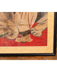 19th Century Indian Print with Guanyin the Bodhisattva of Compassion on Elephant-9. Asian & Chinese Furniture, Art, Antiques, Vintage Home Décor for sale at FEA Home