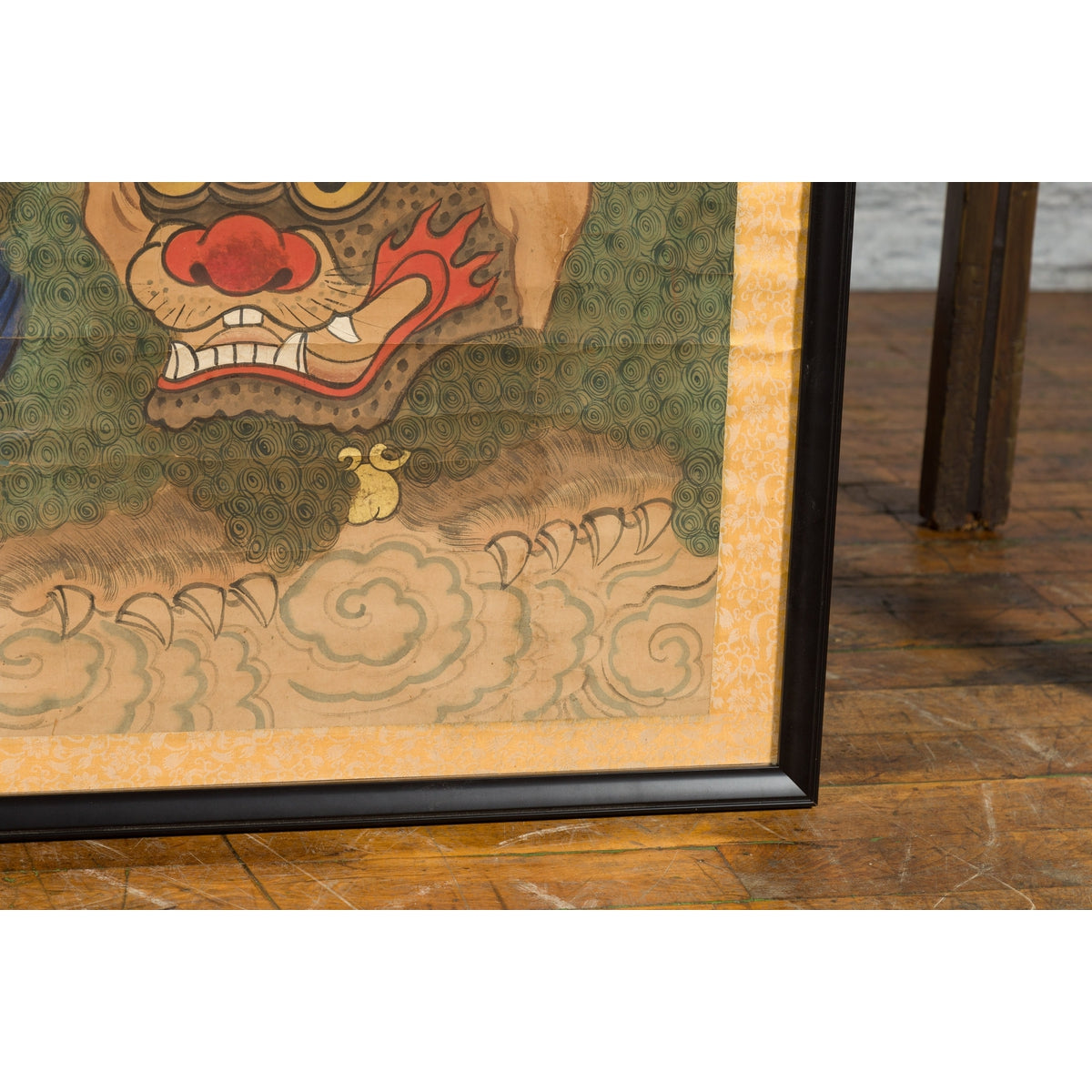 Large Framed Indian 19th Century Painting of Guanyin Sitting on a Dragon-13. Asian & Chinese Furniture, Art, Antiques, Vintage Home Décor for sale at FEA Home