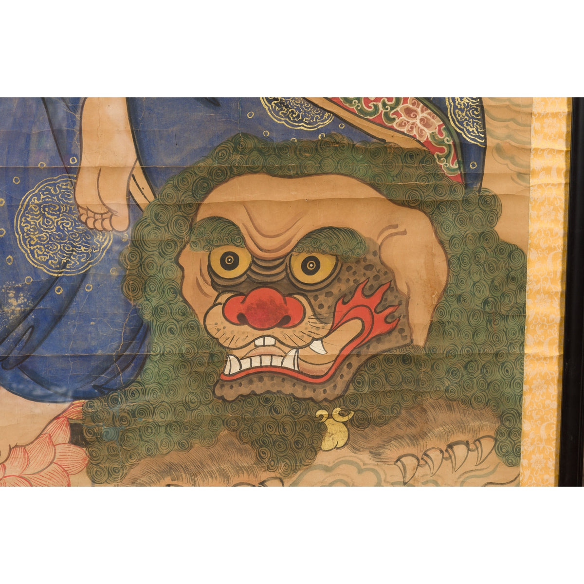 Large Framed Indian 19th Century Painting of Guanyin Sitting on a Dragon-14. Asian & Chinese Furniture, Art, Antiques, Vintage Home Décor for sale at FEA Home