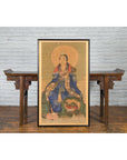 Large Framed Indian 19th Century Painting of Guanyin Sitting on a Dragon-2. Asian & Chinese Furniture, Art, Antiques, Vintage Home Décor for sale at FEA Home