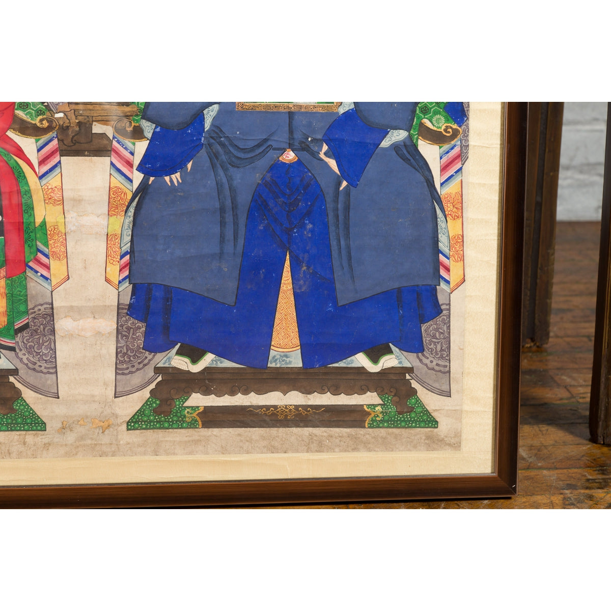 Chinese Qing Dynasty Period 19th Century Ancestor Group Portrait in Custom Frame-12. Asian & Chinese Furniture, Art, Antiques, Vintage Home Décor for sale at FEA Home